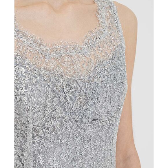 NWT Dolce & Gabbana Silver Lace Metallic Sleeveless Tank Top Blouse IT 44 L - Picture 4 of 10